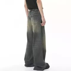 Iefb-Jeans lavado vintage masculino, calças jeans de perna larga, calças masculinas soltas, moda casual de rua angustiada, verão, versátil, 9C354 na internet