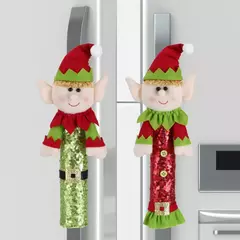2024 capas de alça de natal para geladeira forno de microondas papai noel máquina de lavar louça maçaneta da porta capa festa de natal decoração de ano novo