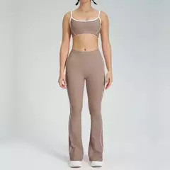 Terno de Yoga Patchwork de duas peças para mulheres, cintura alta Flare Leggings, roupas de treino Fitness Sportswear agasalho - Wolf Magazine