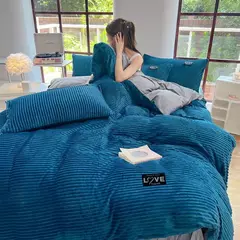 Coral Fleece Duvet Cover com Pillowscaso, Flanela grossa, conjuntos de cama quentes, capa de edredão dupla, King, Twin, cama queen size, inverno, 3pcs - comprar online