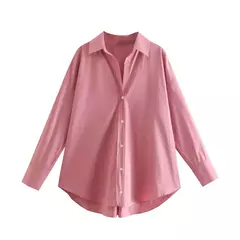 TRAF-Camisa multicolor de botões para mulheres, blusa de manga comprida, blusas extragrandes, streetwear feminino, verão - comprar online