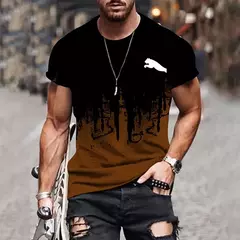 T-shirt estampada em gradiente masculino, camisa de manga curta, roupa casual ao ar livre, tamanho grande, moda street, 2024 - loja online