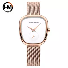 Relógio de pulso de quartzo oval estilo minimalista feminino, barril de vinho, ouro rosa, preto, cronômetro, elegante, 34mm, novo, 2023