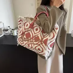 Sacola de carta de grande capacidade feminina, bolsa de ombro casual, carta simples, estilo novo, 2020 - Wolf Magazine