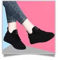 Tênis de plataforma antiderrapante respirável para mulheres, sapatos casuais, tênis de corrida coreano, preto, novo, moda, outono, 2024 - Wolf Magazine