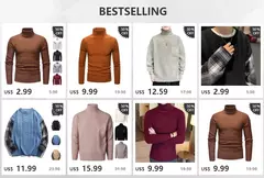 Suéter de gola alta masculino, pulôver casual, grosso, alta qualidade, inverno na internet