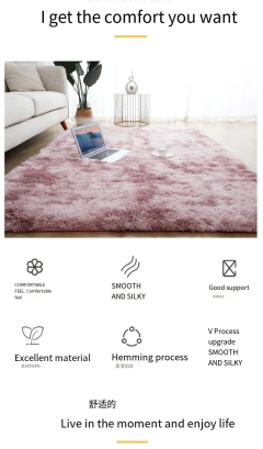 Tapete De Lã De Seda Tie-Dye Tapete De Quarto Espessado Cabelo Comprido Cobertor De Cama De Janela, Simples Ins Vento, Cor sólida, Sala De Estar, Atacado na internet