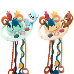 Desenvolvimento De Silicone Chocalho Teether Brinquedos, Montessori, Puxar Cordas Jogos, 1 Ano Brinquedos De Dentição Para Bebês, 6 12 Meses - loja online