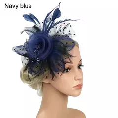 Imagem do Chapéu Fascinator para Mulheres, Tea Party Headband, Coquetel De Casamento Malha, Penas De Flores, Grampo De Cabelo