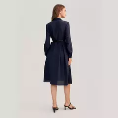 Lilysilk primavera feminina meados de vestido de seda 2022 femmeturn para baixo colarinho bolso design retro robe escritório roupas das senhoras - comprar online