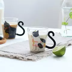 Cat Glass Coffee Mug with Handle, 250ml, Bonito, Leite, Chá, Suco, Água, Chávena, Casa, Cozinha, Escritório, Drinkware, Tumbler Gift na internet
