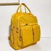 Mochila de nylon impermeável com zíper para mulheres, bolsa de laptop multi-bolso, alça macia, sólida, viagem, fêmea, moda