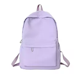 Mochila escolar roxa de grande capacidade para mulheres, mochila com zíper suave, cor sólida, adolescentes, mochila casual, suprimento estudantil - comprar online