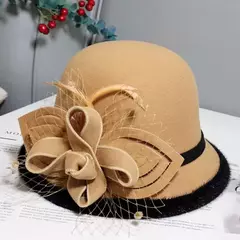 Chapéu Fedora com fita bowknot para mulheres, chapéus de feltro de lã jazz para senhoras, elegante vestido capela, boliche francês banquete, inverno e outono - comprar online