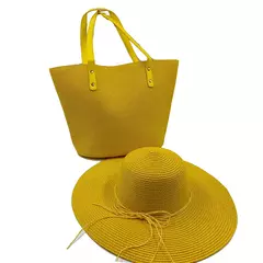 Conjunto de três peças de chapéu de palha e bolsa para mulheres, chapéu de s - Wolf Magazine
