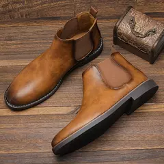 Botas de couro chelsea masculinas, marca de moda confortável, 40-46, 2024 - Wolf Magazine