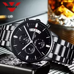 Nibosi-relógio masculino de quartzo, estilo militar, luxo, marca superior, famo - loja online