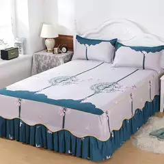 colcha de cama casal lencol cama casal Princesa estilo colcha na cama com saia algodão impressão roupa de cama para casa elástico lençol equipado com fronhas roupa de cama jogo de cama - loja online