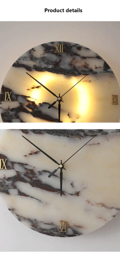 Função de relógio de luxo redondo pedra natural alabastro lâmpada de parede sala estar arandela de mármore decoração atmosfera led high-end luz led