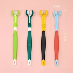 Escova de dentes de plástico para animais de estimação, 3 lados, remoção de tártaro, mau hálito, limpeza de boca, cuidados dentários para animais de estimação, boca de limpeza de gato - Wolf Magazine