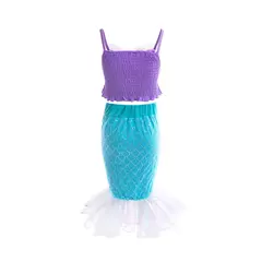 Meninas roxo-azul sereia ariel cosplay vestido de halloween vestido de festa de aniversário meninas praia vestido de férias na internet