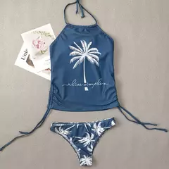 Conjunto de tankini amarrado monocromático feminino, maiô halter, maiô sexy, maiô de praia sem costas, biquíni verão, 2024 na internet