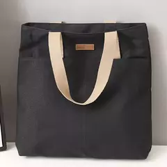 Sacola de lona monocromática para mulheres, designer, bolsa casual, bolsa de ombro, grande capacidade, algodão, reutilizável, praia, compras - Wolf Magazine