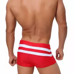 Calção de banho seca rápida masculina, maiô sexy, cuecas estampadas, calção triangular com copo, moda banho de cintura baixa, moda - loja online