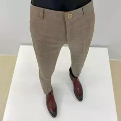 Imagem do Homens terno calças calças formais pantalone hombre estiramento fino cor sólida vestido casual calças de comprimento total moda novas roupas masculinas