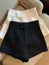 Calça curta feminina de cintura alta de perna larga, Y2K Streetwear, elegante, branca, preta, sexy, clube, fina, quente, nova