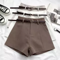 ITOOLIN-Calção casual de cintura alta linha A feminino, calção chique para senhora do escritório com cinto, calça feminina vintage, primavera, verão - comprar online