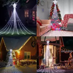 LED Star Waterfall Lights para o Natal, luzes de corda, enfeites de árvores, decorações, ano novo, 2025, 2024 - loja online