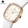 WWOOR-Relógio de quartzo de couro impermeável feminino, marca superior, pulseira de moda, relógio de luxo feminino, 2024