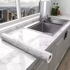 Waterproof Oil Proof Wall Adhesive Wallpaper, Marble Decor Sticker, Cozinha e Banheiro, Renovação Papel Decorativo, Largura 80cm - loja online