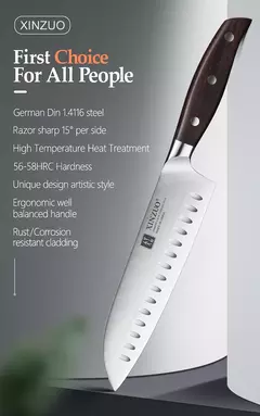 XINZUO-Profissional Conjunto De Facas De Cozinha Completo, Alemão 1.4116 Conjuntos De Facas De Aço Inoxidável, Melhor Ferramenta De Fatiamento De Cozinha, 7 PCs - comprar online