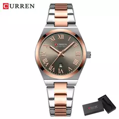 Imagem do Curren-relógio de pulso de aço inoxidável feminino, cor do ouro, impermeável, quartzo, romântico, presente para namorada