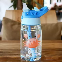Criativo Cartoon Baby Feeding Cup com canudos, Kids Water Sippy Cup, copos portáteis ao ar livre para crianças, 480ml
