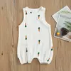Bebê recém-nascido meninos meninas macacão macacões playsuits algodão linho musselina sem mangas da criança do bebê roupas de verão