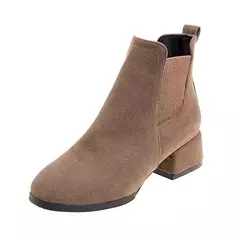 Botas de tornozelo em camelo feminino, slip-on, redondo, 3,5 cm, salto quadrado, sólido, casual, preto, botas, tamanho 35-43, outono, inverno - comprar online