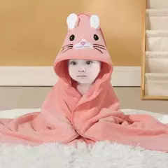 Animal dos desenhos animados do bebê recém-nascido com capuz Toalha de banho Coral Fleece, roupão absorvente, envoltório cobertor, menina, menino, 0-12 meses na internet