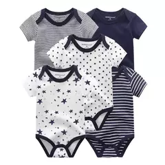 Kiddiezoom-Bodysuits de manga curta recém-nascidos, 100% algodão, infantil Onesies, moda, menino, menina, bebê, 5 pcs por lote - comprar online