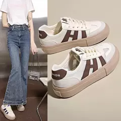 Imagem do Sapatos casuais femininos de sola grossa, tênis respiráveis, confortáveis, com todos os fósforos, novos, primavera e outono, 2022, D116