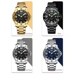 Nibosi-relógios de pulso de quartzo masculino, marca de luxo, negócios, luminoso, à prova d'água, com calendário, para homens, 2024