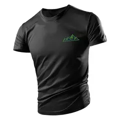 Imagem do Camiseta casual com gola redonda masculina, manga curta solta, confortável, top de secagem rápida, estilo esportivo ao ar livre, moda quatro estações