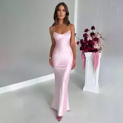 Imagem do Vestido feminino slim fit, slim fit, split, vestido comprido, monocromático, moda verão, novo, sexy, 2024