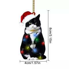 Imagem do Pingente De Natal De Acrílico Gato Preto, Xmas Tree Hanging Animal Ornamentos, Decoração De Festa De Casa, Casamento, Ano Novo