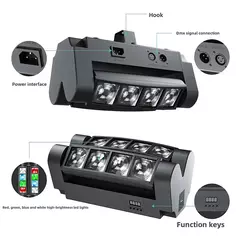 Novo feixe de aranha iluminação palco mini luz led 8x3w rgbw movendo a cabeça luz dmx 512 aranha luz bom para dj boate festa - loja online