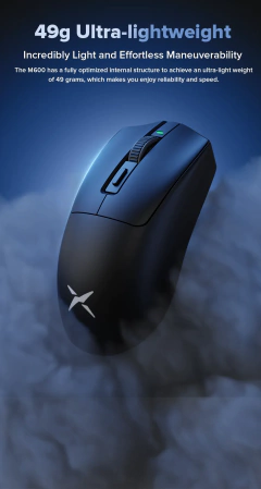 Delux-M600 Mouse sem fio para jogos, Macro Mice recarregável para PC Gamer, leve, conexão de modo duplo, 2.4G, 49g, PMW3325 - Wolf Magazine