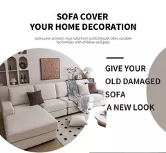 Tampa elástica ajustável do sofá para a sala de estar, Tampa luxuosa do sofá, Conjunto completo em forma de L, 1, 2, 3, 4 Assento - loja online