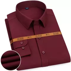Camisa de negócios de cor sólida masculina, Moda formal, Fino, Clássico, Básico, Casual, Fino, Branco, Manga comprida, Social, Roupas de marca, Novo - loja online
